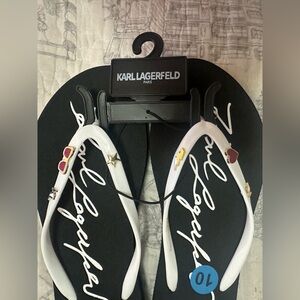 Karl Lagerfeld size 10 embellished flip flops new